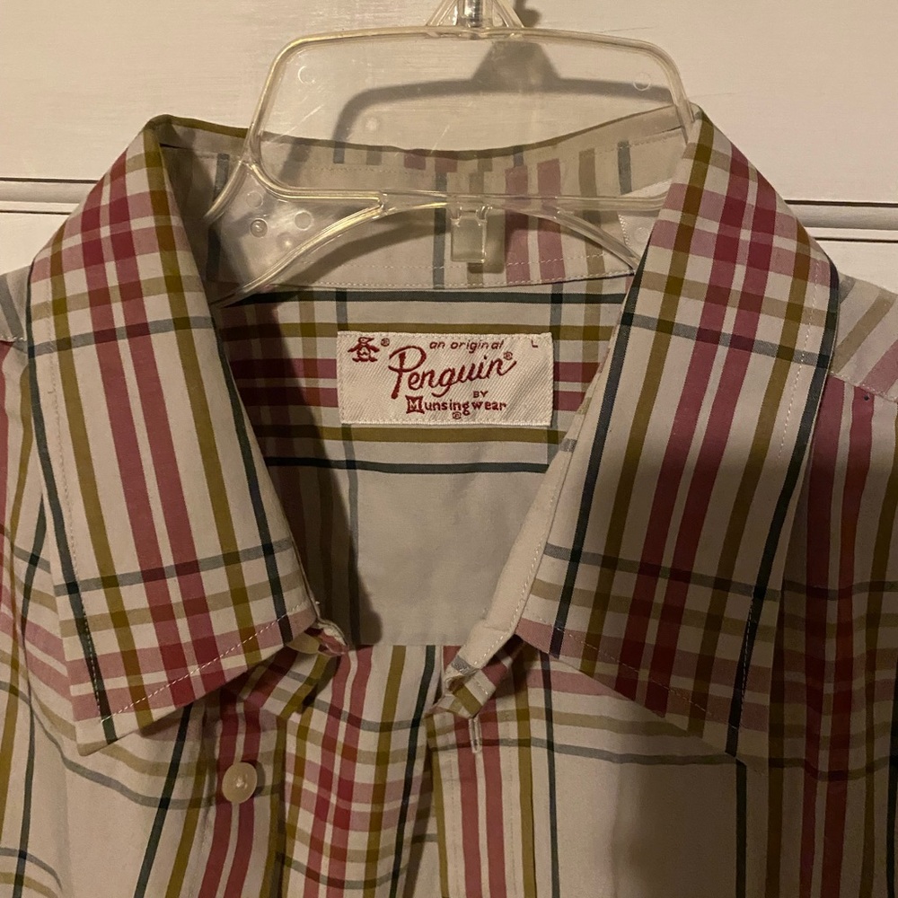 Original Penguin Red and Green Casual Button Down Shirt
